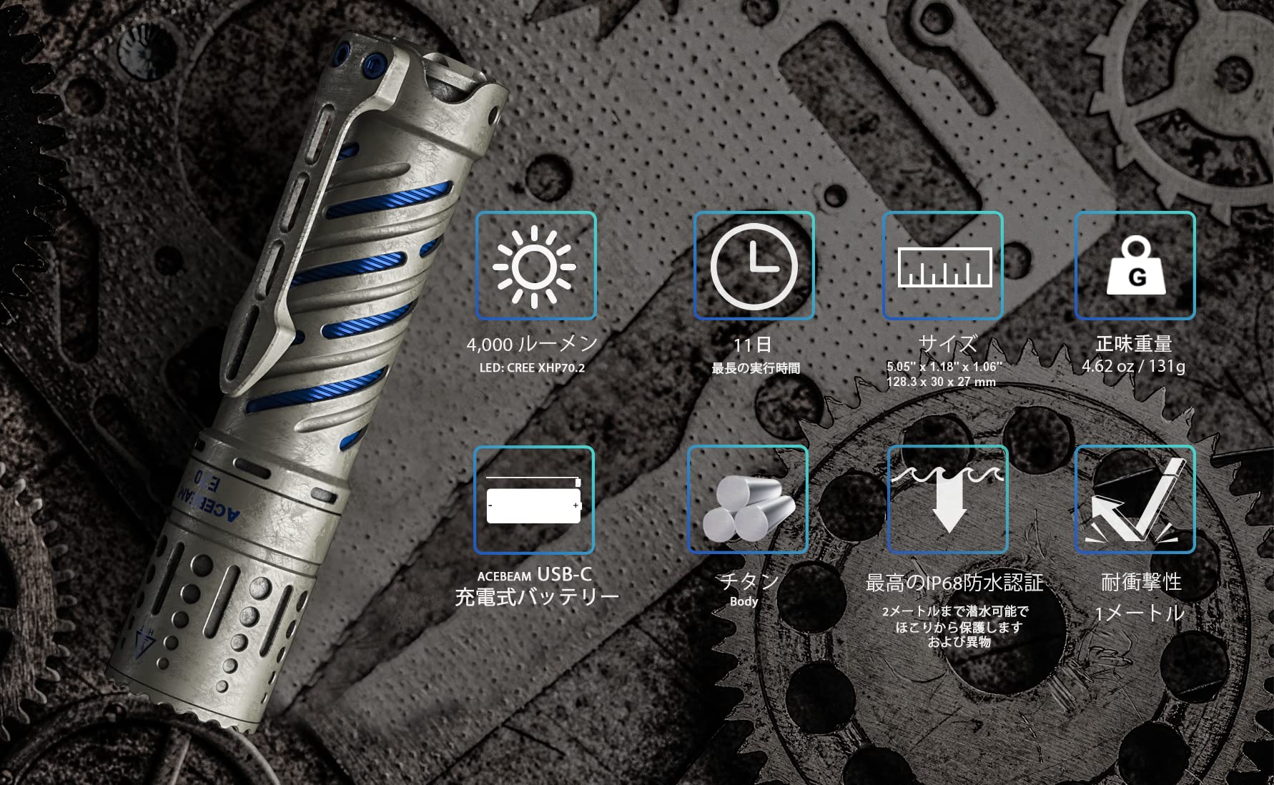 Amazon.co.jp: ACEBEAM E70 懐中電灯 XHP70.2 LEDライト超高輝度